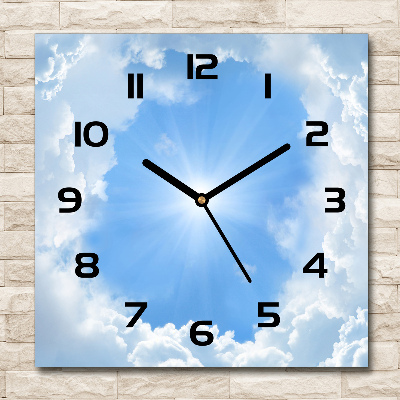 Wanduhr quadratisch Wolken am Himmel