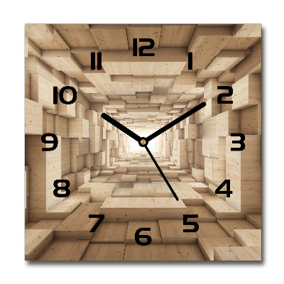 Wanduhr modern quadratisch Holztunnel