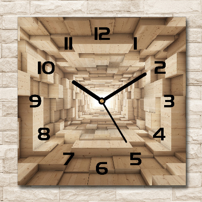 Wanduhr modern quadratisch Holztunnel