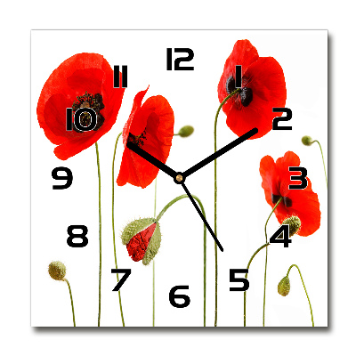 Wanduhr quadratisch Mohnblumen