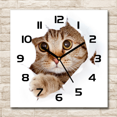 Wanduhr modern quadratisch Katze