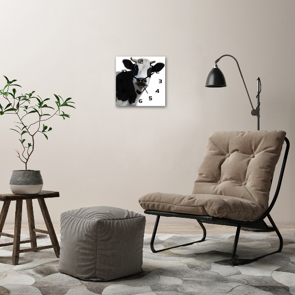 Wanduhr quadratisch Gefleckte Kuh