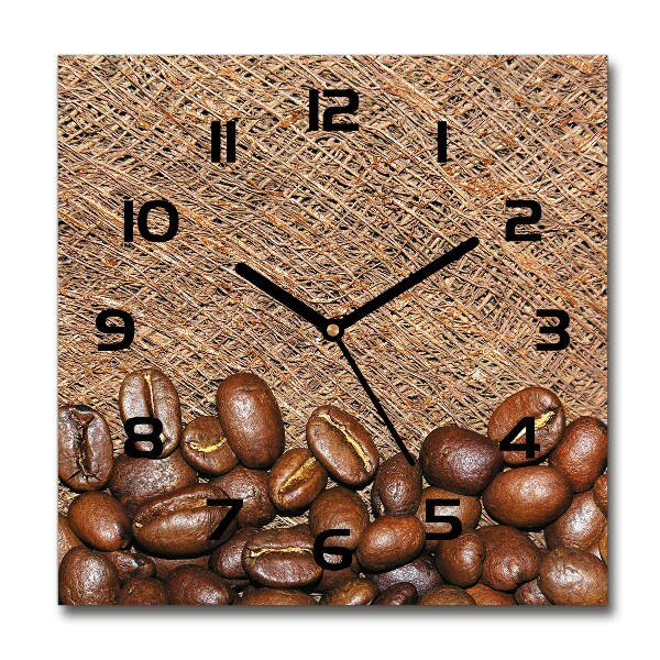 Wanduhr modern quadratisch Kaffeebohnen