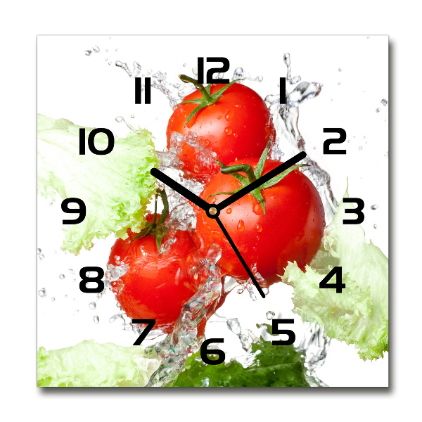 Wanduhr modern quadratisch Tomaten und Salat
