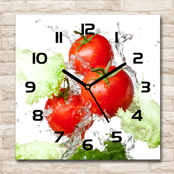 Wanduhr modern quadratisch Tomaten und Salat