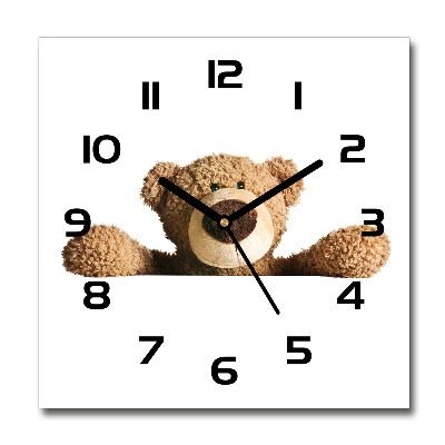 Wanduhr modern quadratisch Teddybär