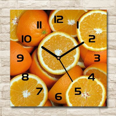 Wanduhr quadratisch Orangenhälften