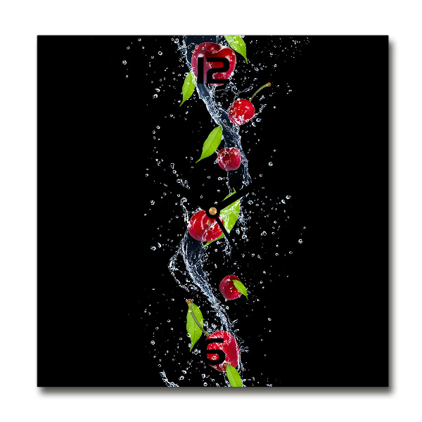 Wanduhr quadratisch Kirschen