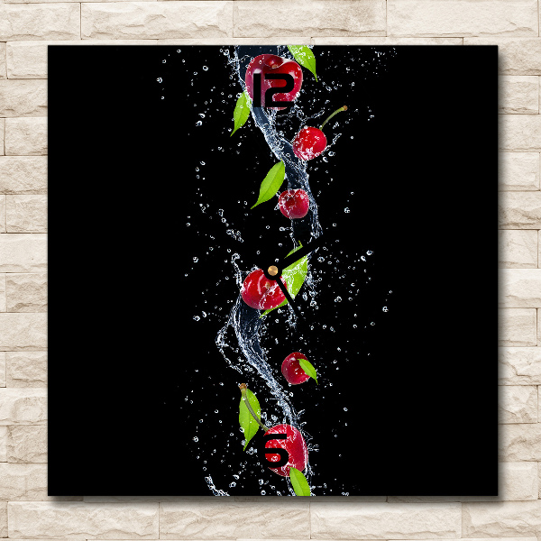 Wanduhr quadratisch Kirschen