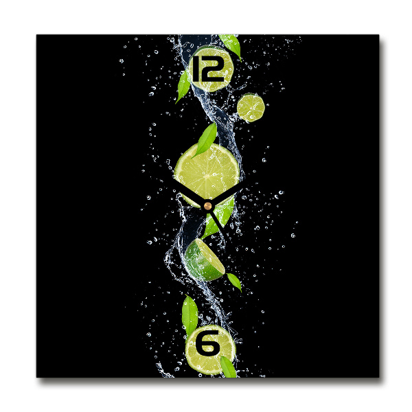 Wanduhr modern quadratisch Limetten und Wasser