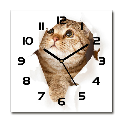 Wanduhr quadratisch Katze