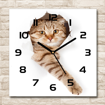 Wanduhr modern quadratisch Katze