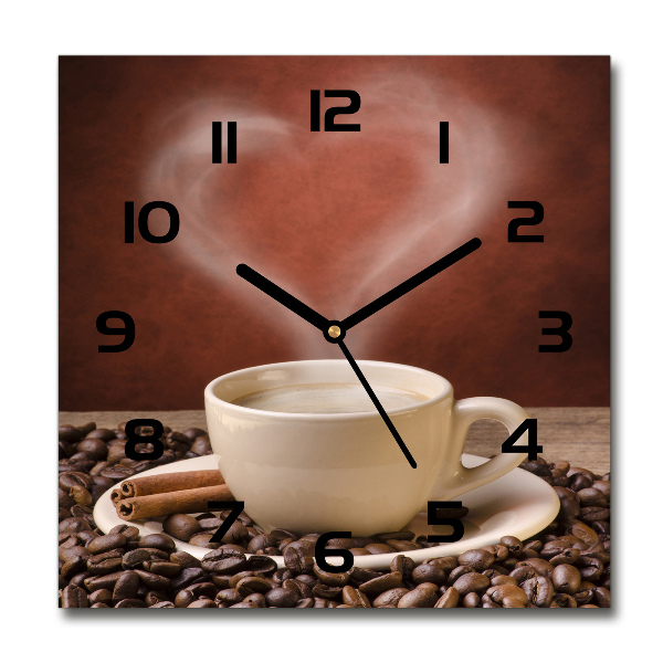 Wanduhr quadratisch Aromatischer Kaffee