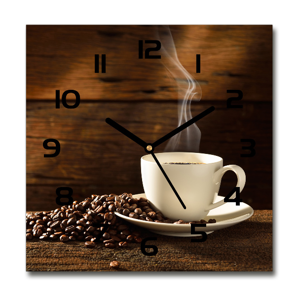 Wanduhr modern quadratisch Eine Tasse Kaffee