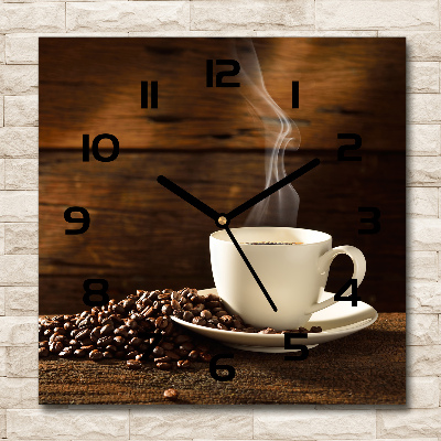 Wanduhr modern quadratisch Eine Tasse Kaffee
