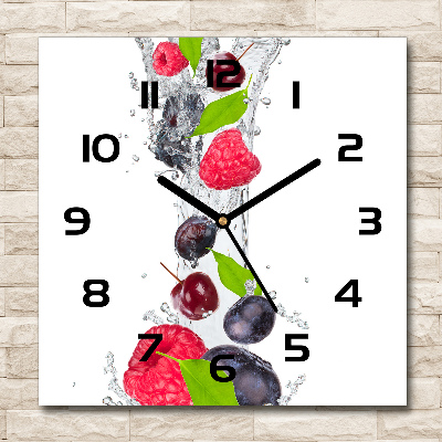 Wanduhr modern quadratisch Obst und Wasser