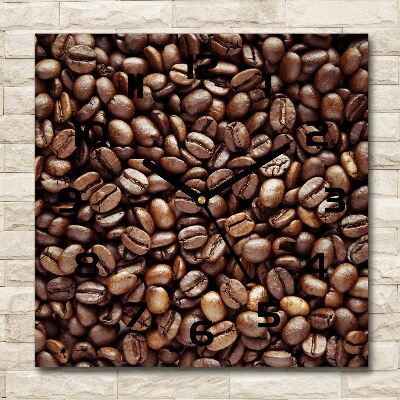 Wanduhr modern quadratisch Kaffeebohnen