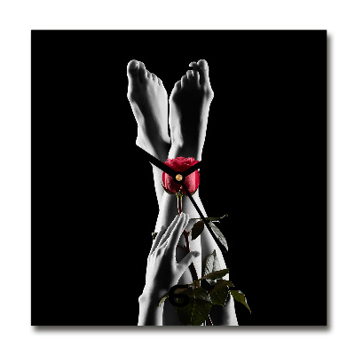 Wanduhr quadratisch Rose und Füße