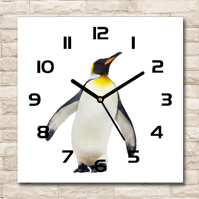 Wanduhr quadratisch Pinguin