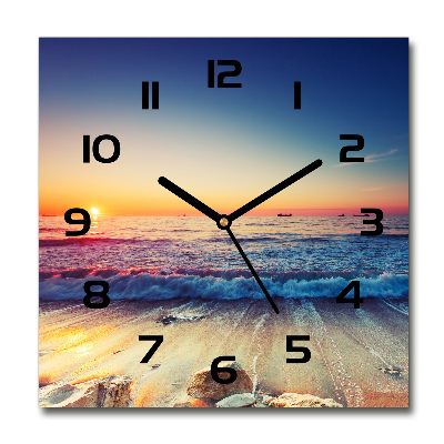 Wanduhr modern quadratisch Sonnenaufgang am Meer