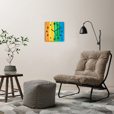 Wanduhr modern quadratisch Bunte Streifen