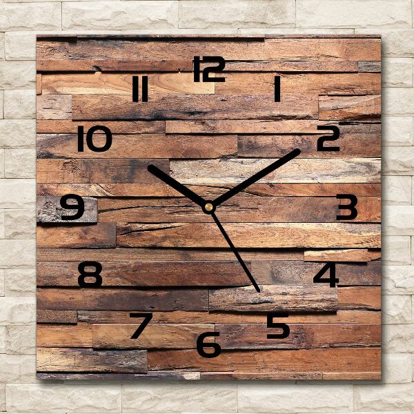 Wanduhr quadratisch Holzwand