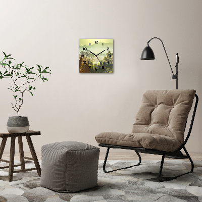 Wanduhr quadratisch Dschungel