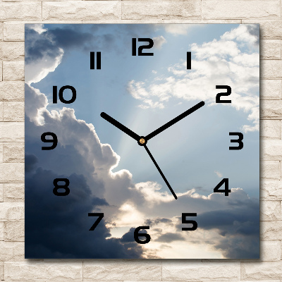 Wanduhr modern quadratisch Wolken am Himmel