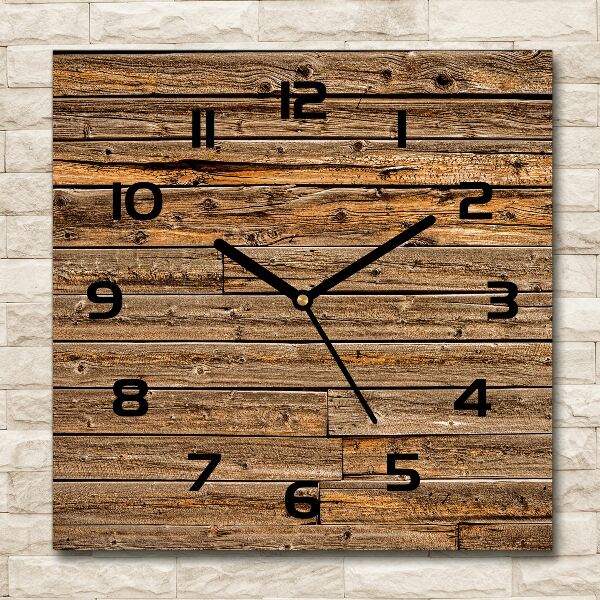 Wanduhr quadratisch Holzwand