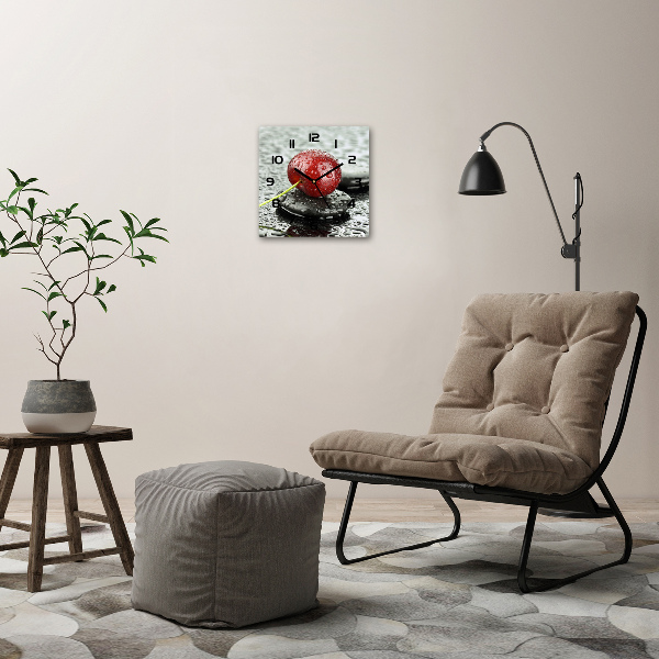 Wanduhr quadratisch Kirschbaum im Regen