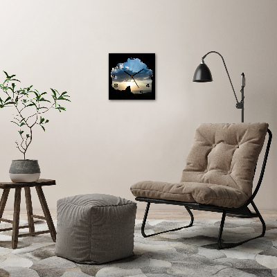 Wanduhr modern quadratisch Sonnenuntergang