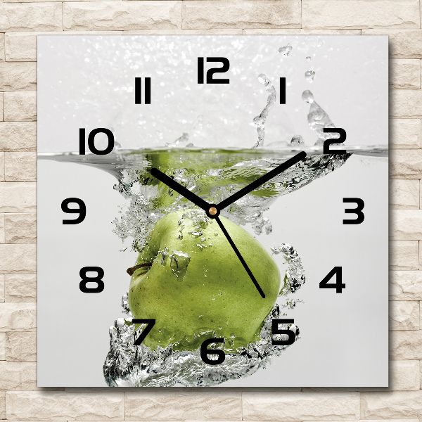 Wanduhr modern quadratisch Ein Apfel unter Wasser