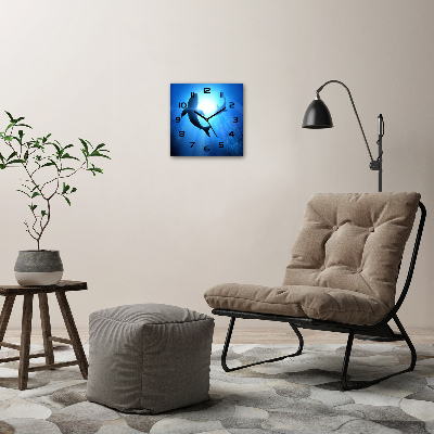 Wanduhr quadratisch Zwei Haie