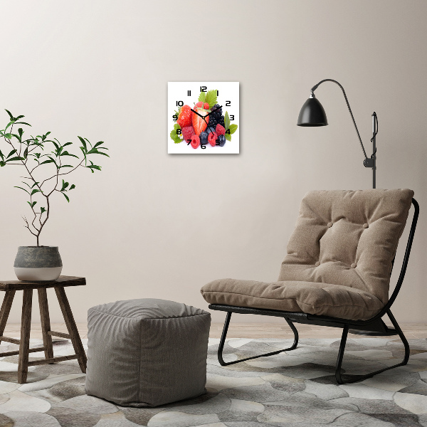 Wanduhr modern quadratisch Waldfrüchte