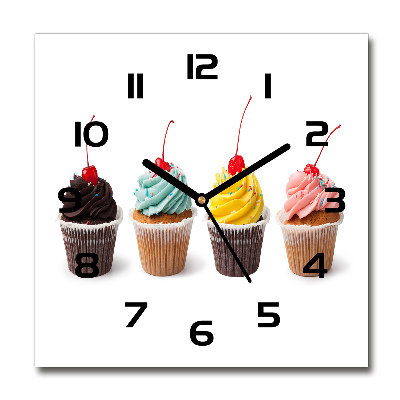Wanduhr modern quadratisch Cupcakes