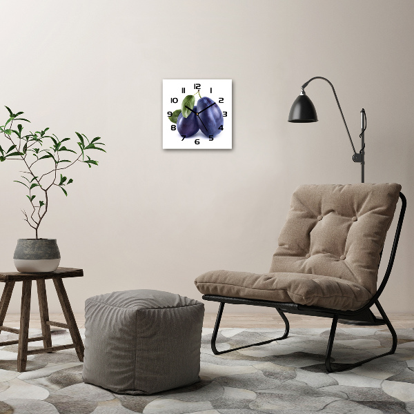 Wanduhr quadratisch Pflaumen