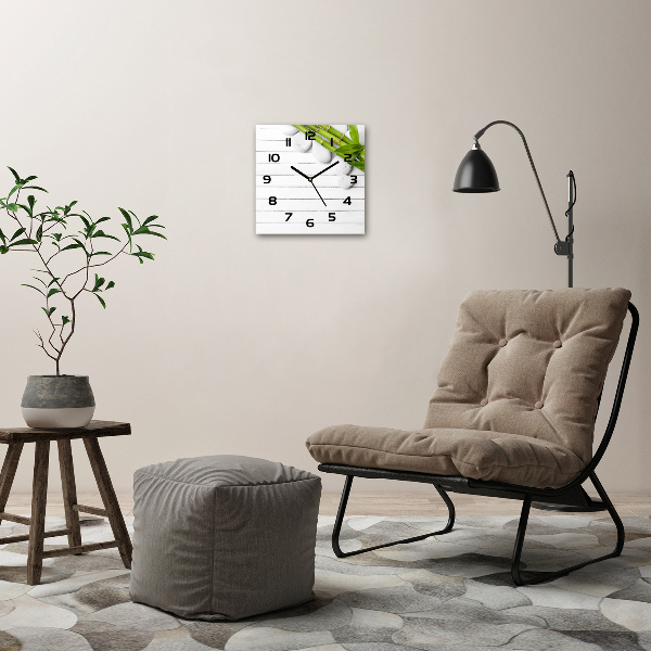 Wanduhr modern quadratisch Bambus