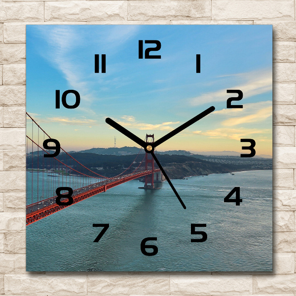 Wanduhr modern quadratisch San Francisco Brücke