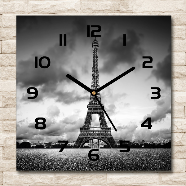 Wanduhr modern quadratisch Eiffelturm Paris