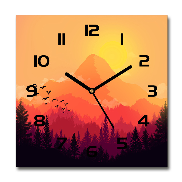 Wanduhr modern quadratisch Berglandschaft