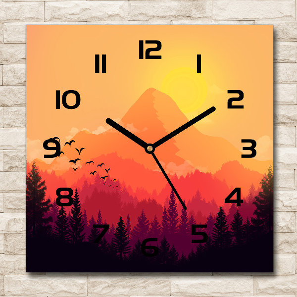 Wanduhr modern quadratisch Berglandschaft
