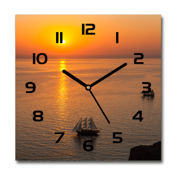 Wanduhr quadratisch Sonnenuntergang am Meer