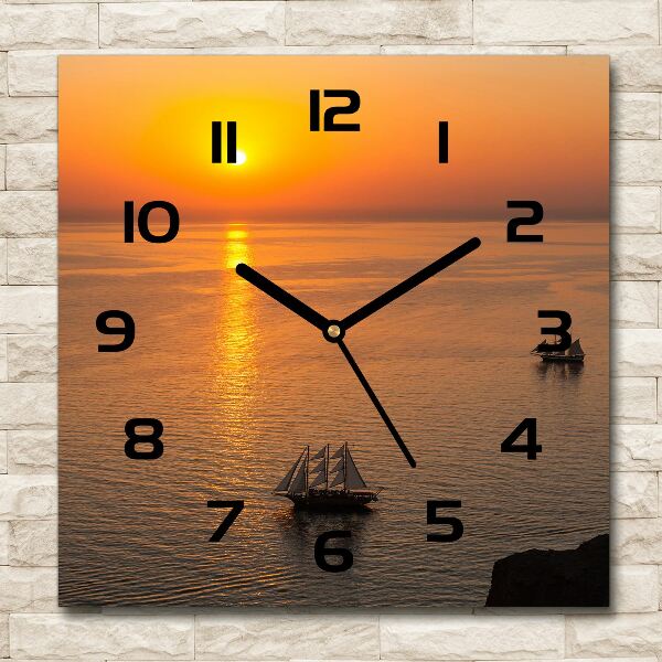 Wanduhr quadratisch Sonnenuntergang am Meer
