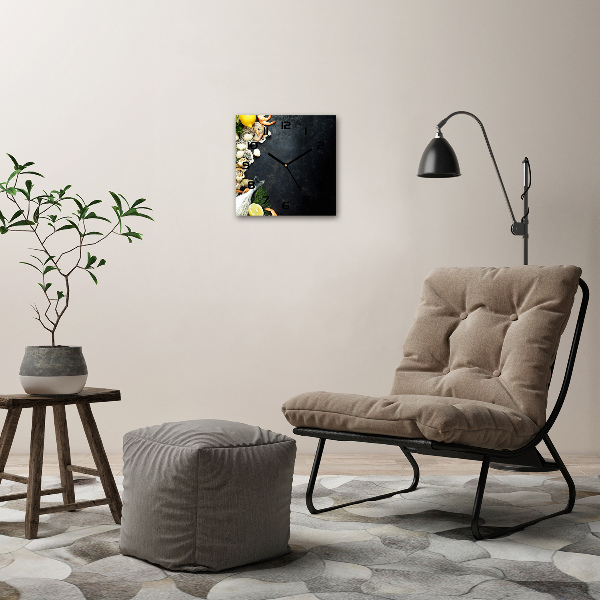 Wanduhr modern quadratisch Meeresfrüchte