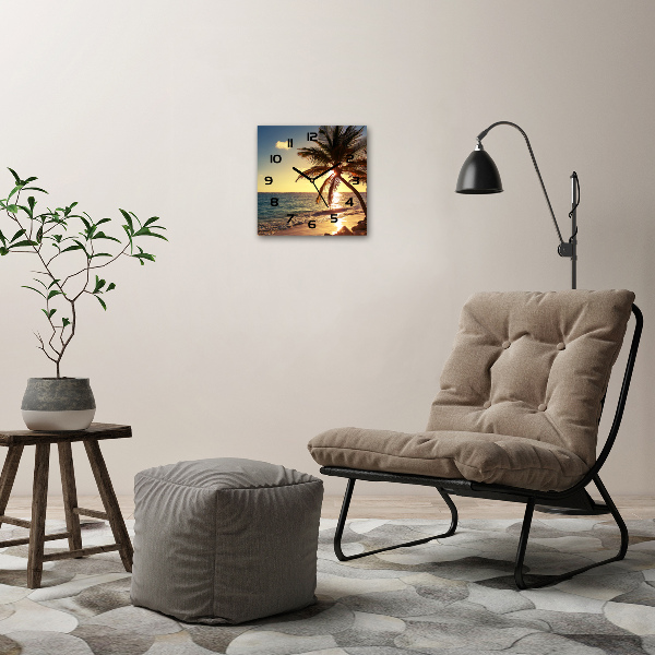 Wanduhr modern quadratisch Tropischer Strand