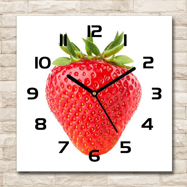 Wanduhr modern quadratisch Erdbeere
