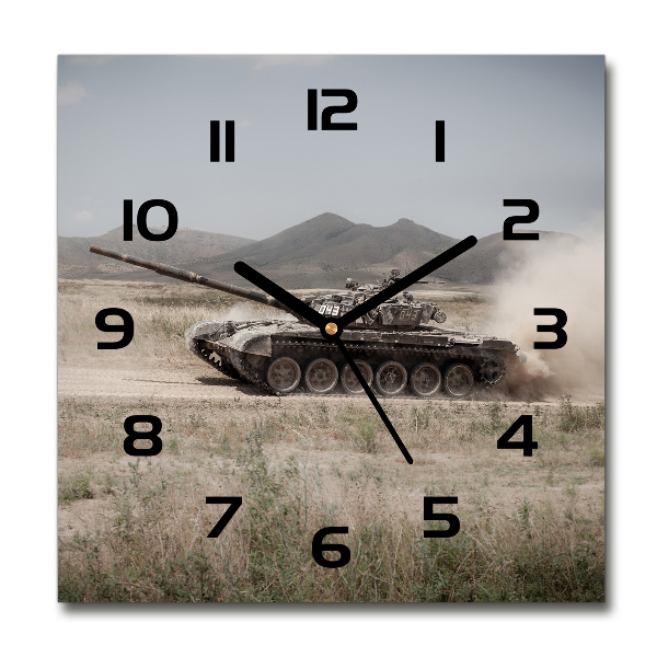 Wanduhr quadratisch Panzer in der Wüste