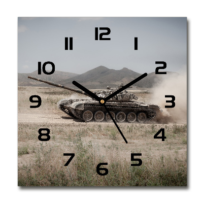 Wanduhr quadratisch Panzer in der Wüste