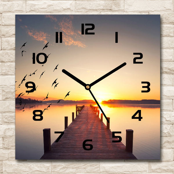 Wanduhr quadratisch Sonnenuntergang
