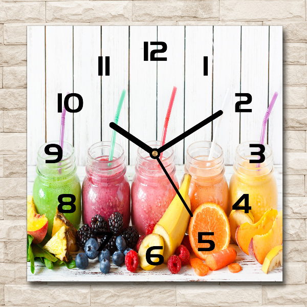 Wanduhr quadratisch Fruchtcocktails